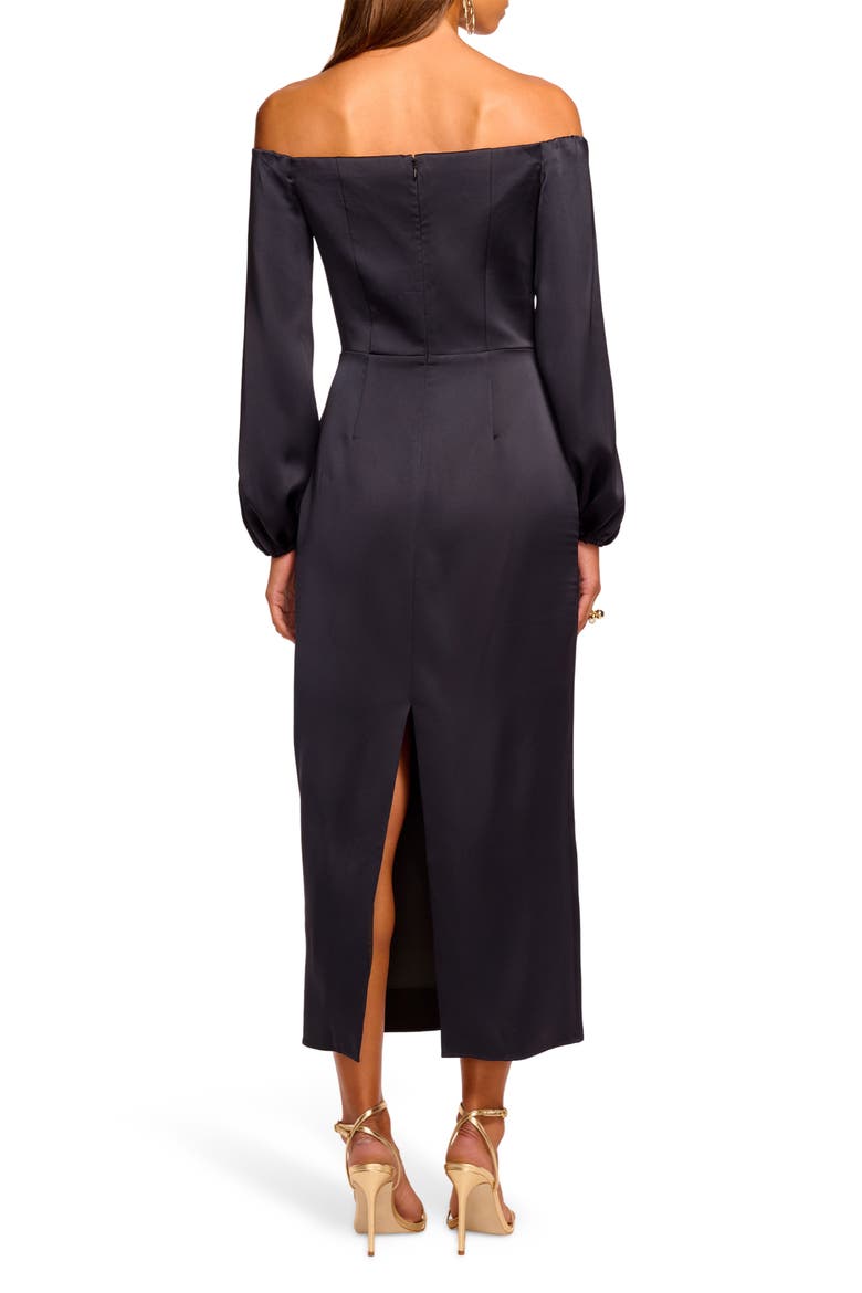 Shiyan Off the Shoulder Satin Gown, Alternate, color, NAVY