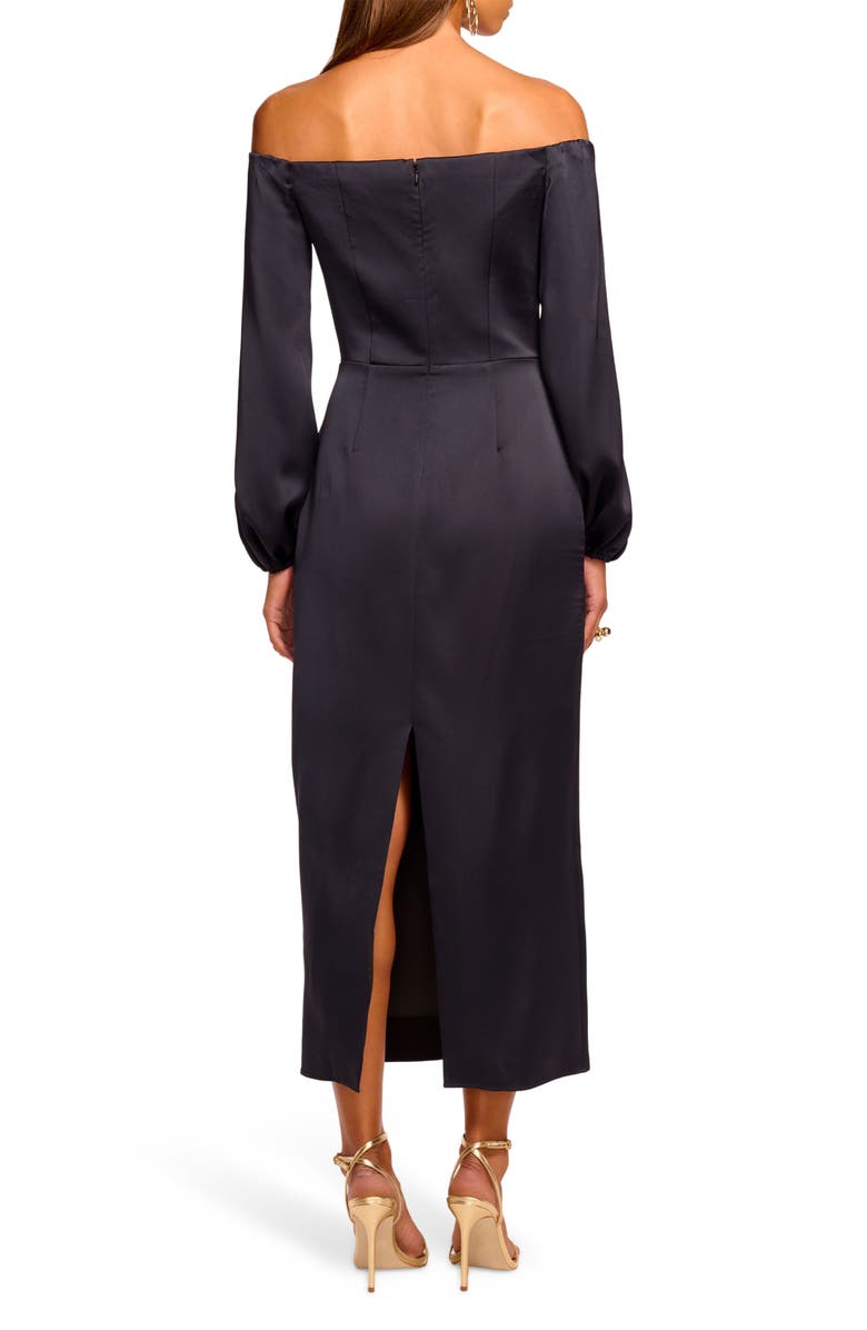 Ramy Brook Shiyan Off the Shoulder Satin Gown, Alternate, color, Navy