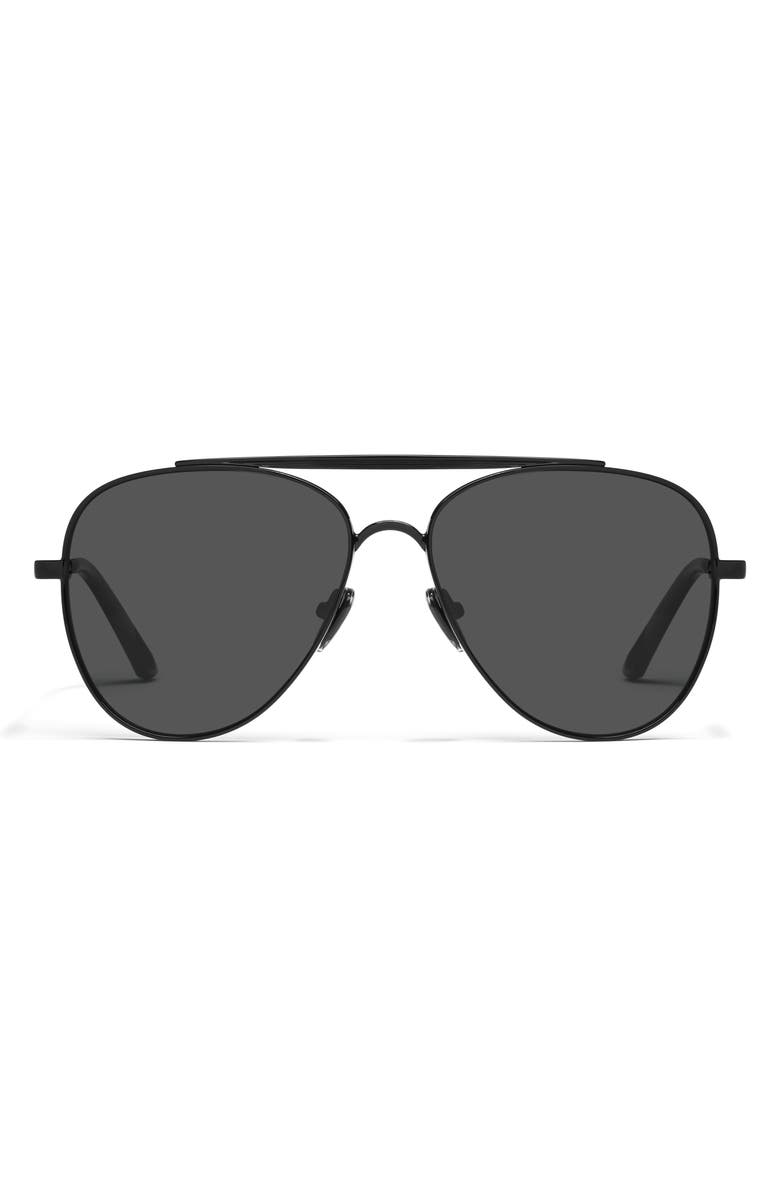 QUAY Free Fall 60mm Polarized Aviator Sunglasses, Main, color, Black/ Smoke Polarized