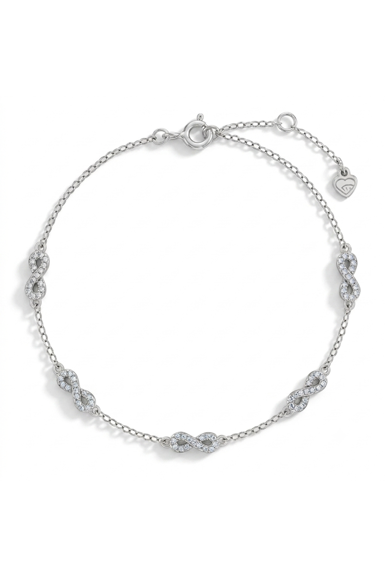 CZ Infinity Girls Bracelet, Main, color, Silver