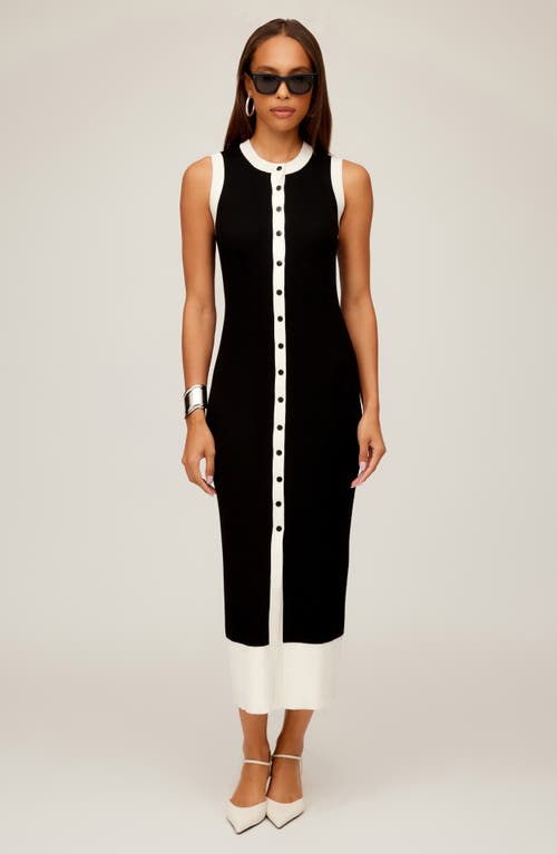Shop Fifteen Twenty Maves Contrast Trim Sleeveless Midi Sweater Dress In Black/cream