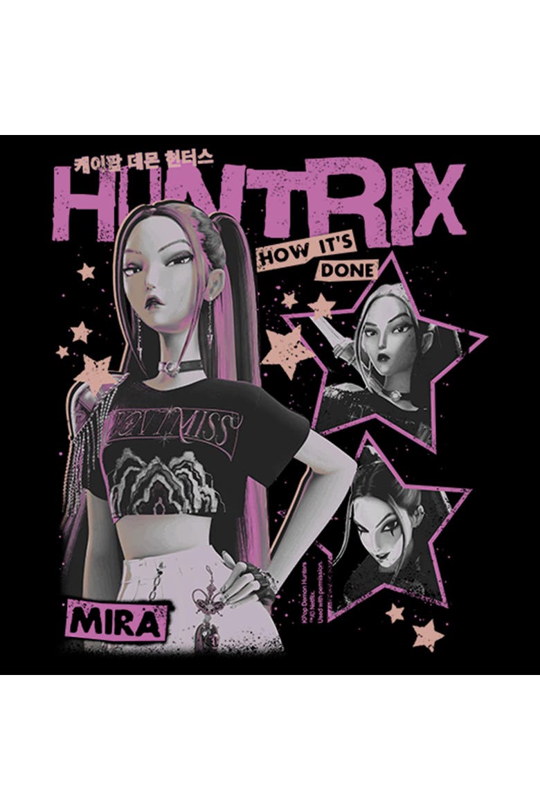 Girl's KPop Demon Hunters Show How It's Done Mira Stars  Graphic T-Shirt, Alternate, color, Black