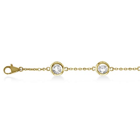 Diamond Anklet Bracelet Bezel Set 14K