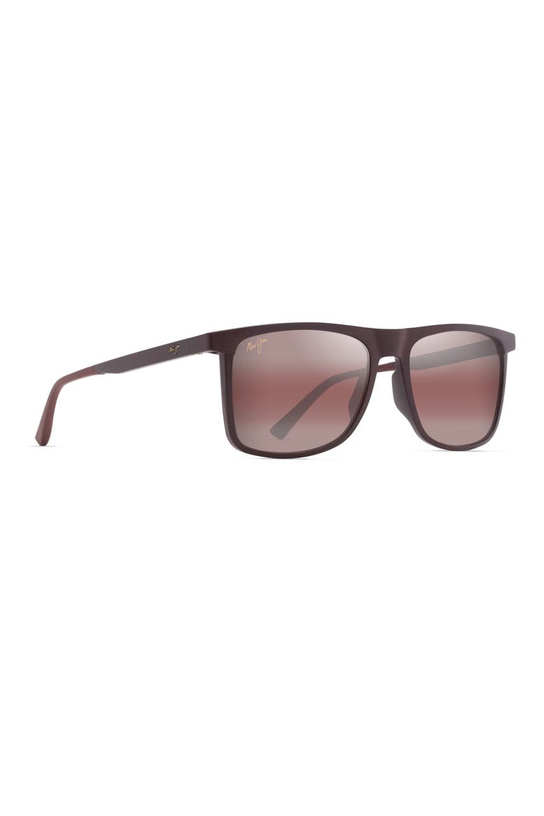 Makamae 56mm Polarized Square Sunglasses, Alternate, color, MATTE BURGUNDY