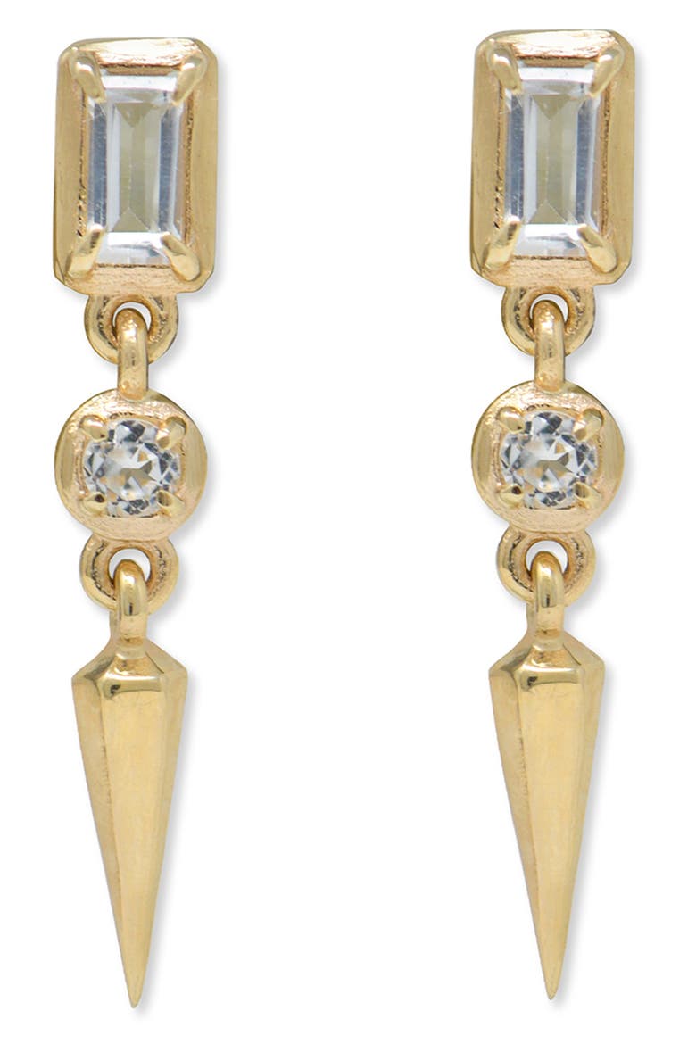 Mélia Carré Dagger Earrings, Main, color, YELLOW GOLD