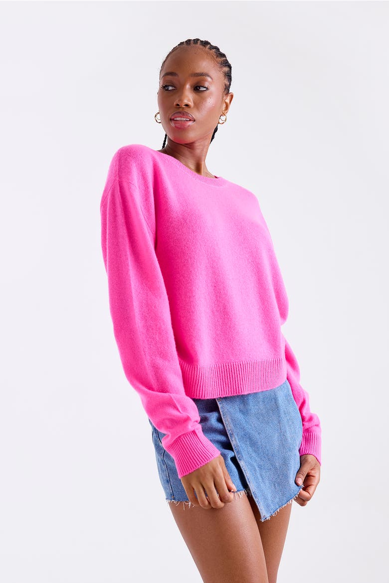 Maila Long Sleeve 100% Cashmere Sweater, Alternate, color, HOT PINK