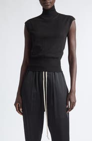 Rick Owens Cap Sleeve Wool Turtleneck Sweater