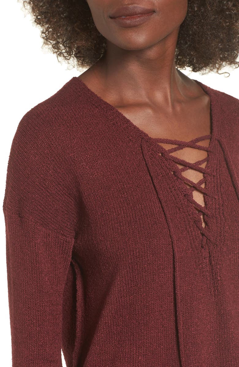ASTR the Label ASTR Lace-Up Sweater, Alternate, color,
