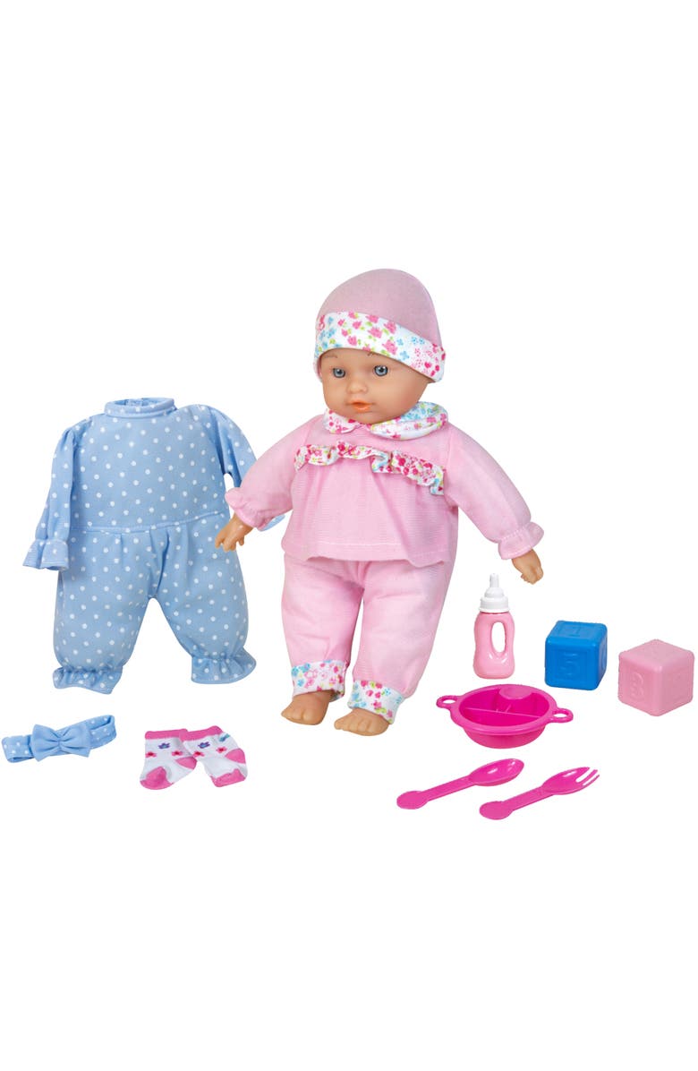 Lissi 11 Inch Talking Baby Doll, Pink & Blue Floral Outfit & Cap, 6 Sounds, Main, color, Multicolored