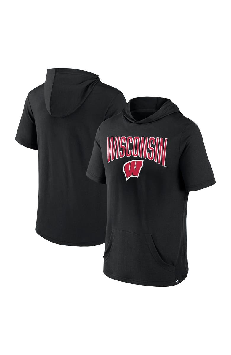 FANATICS Men's Fanatics Branded Black Wisconsin Badgers Outline Lower Arch Hoodie T-Shirt, Main, color, Black