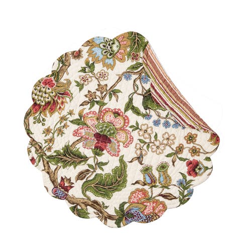 C & F Home C&f Home Amara Round Quilted Placemats Set Of 6, 17" In Neutral