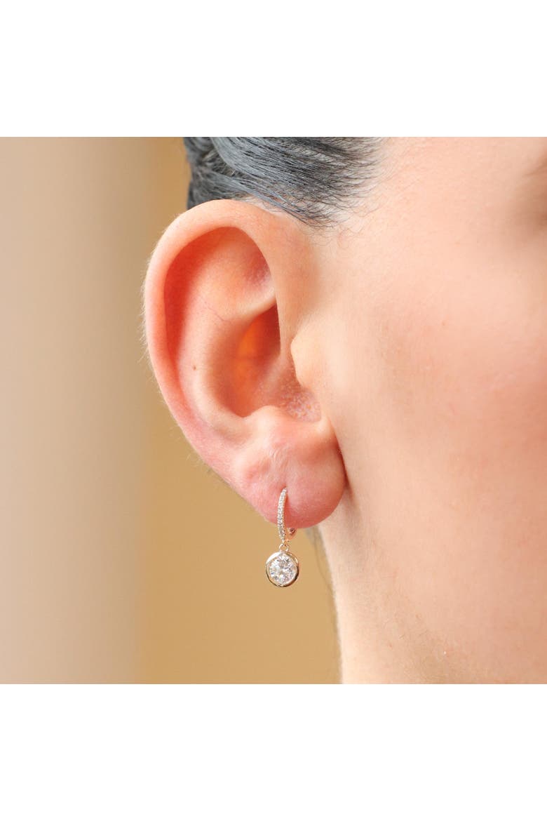 Lab Grown Diamond Round Bezel Drop Earrings, Alternate, color, 14K Yellow Gold