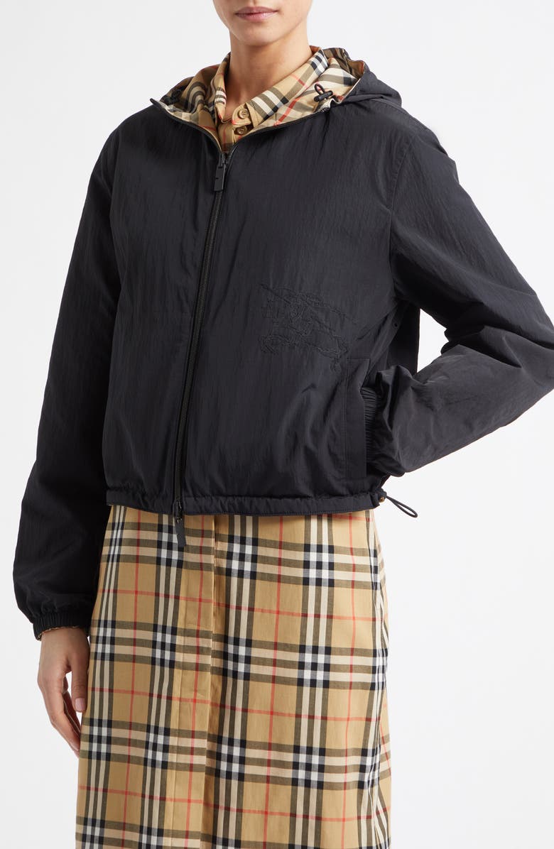 Burberry Equestrian Knight Reversible Hooded Jacket, Alternate, color, Sand Ip Check
