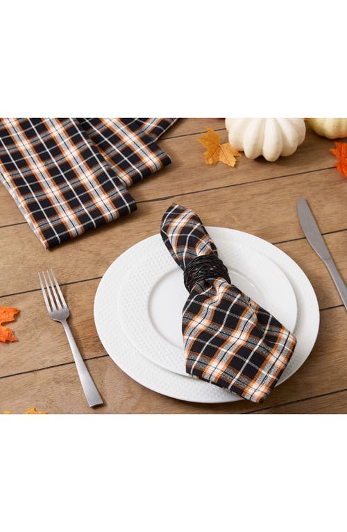 Design Imports Hallows Eve Plaid 4-piece Napkin Set In Brown