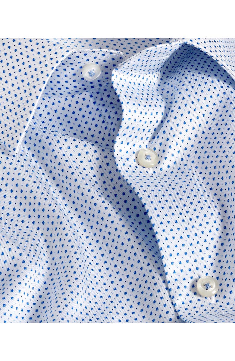 David Donahue Trim Fit Neat Cotton Herringbone Dress Shirt, Alternate, color, White/ Blue