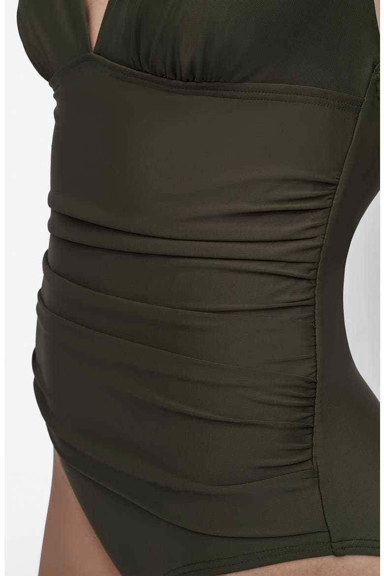 Halter One-Piece Swimsuit, Alternate, color, MOSS