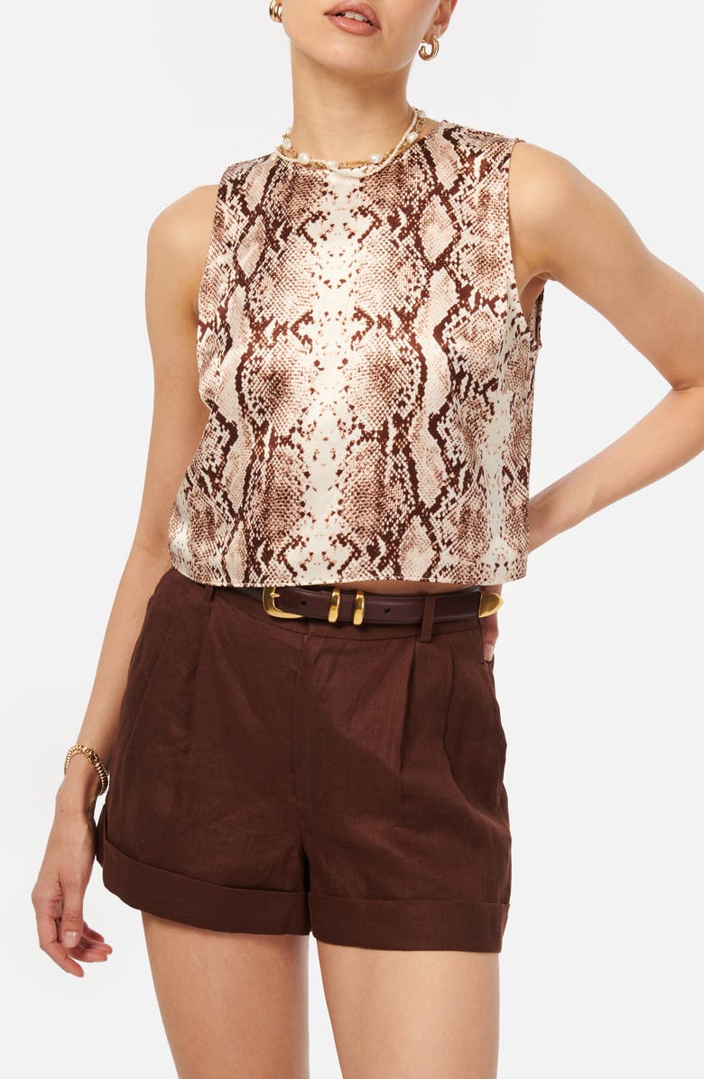 CAMI NYC Romilly Snakeskin Print Sleeveless Crop Top, Main, color, 