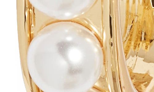 Kenneth Jay Lane Faux Pearl Hoop Earrings In Gold