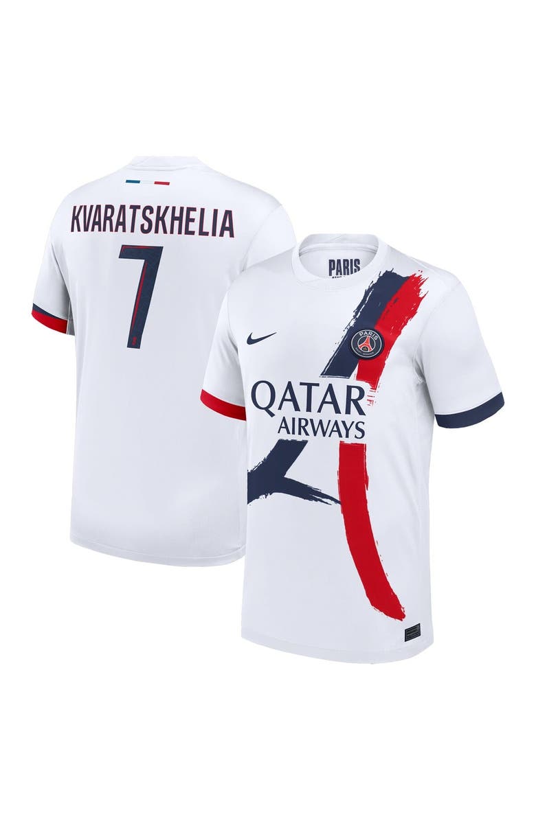 Nike Men's Nike Khvicha Kvaratskhelia White Paris Saint-Germain 2024/25 Away Replica Player Jersey, Alternate, color, 