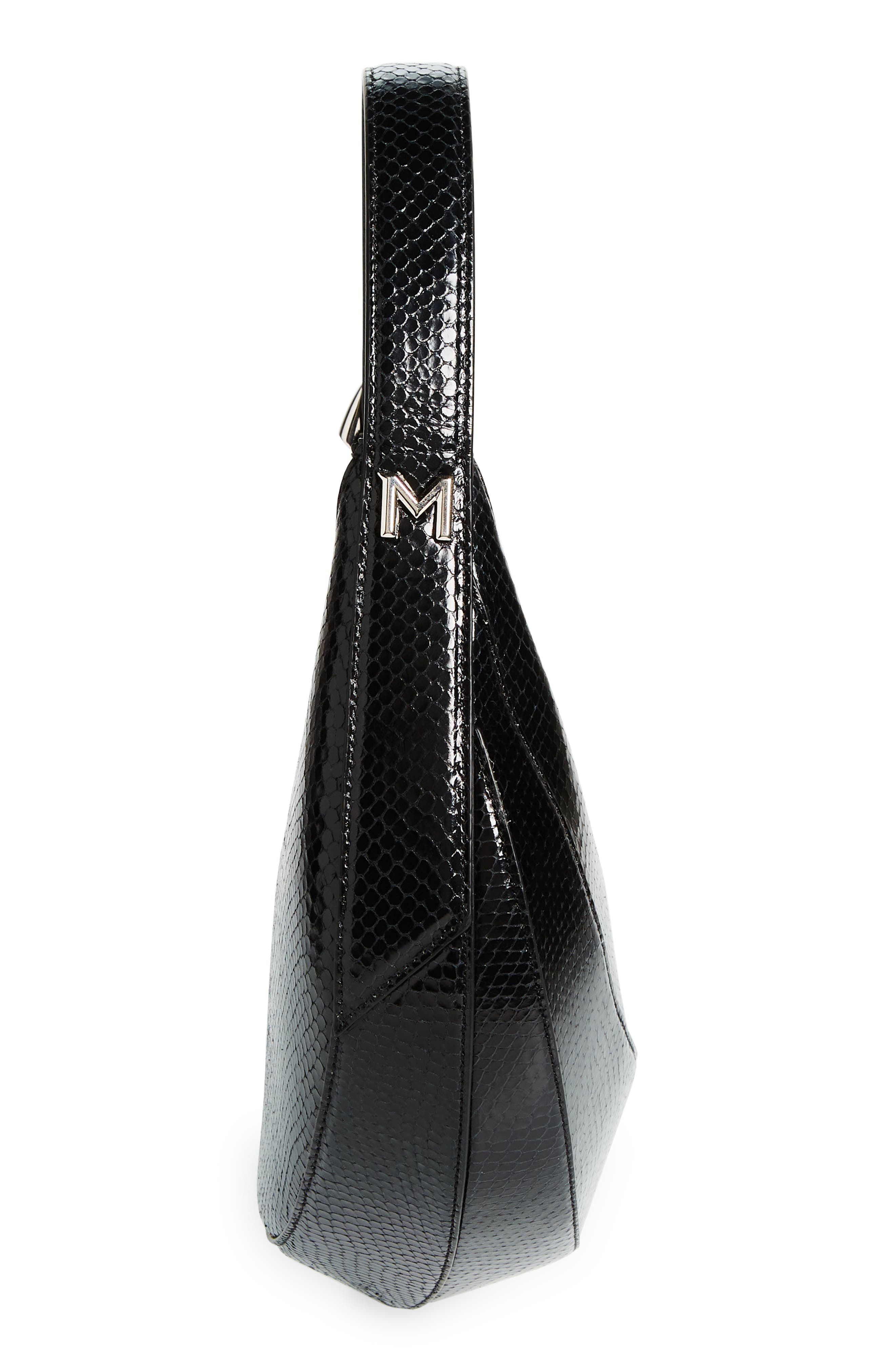 MUGLER Spiral Curve 02 Snakeskin Embossed Leather Shoulder Bag, Alternate, color, 