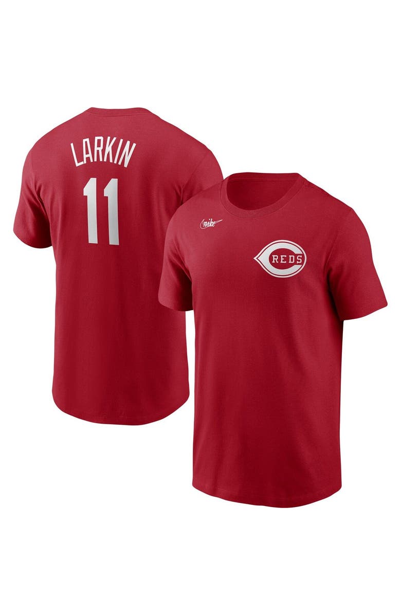 Nike Men's Nike Barry Larkin Red Cincinnati Reds Cooperstown Collection Name & Number T-Shirt, Main, color, Red