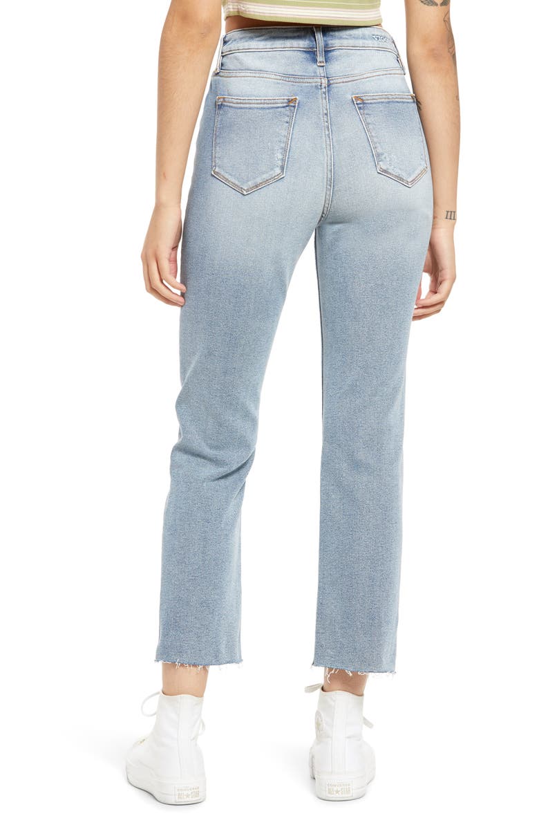 Vigoss High Waist Raw Hem Ankle Straight Leg Jeans, Alternate, color, 