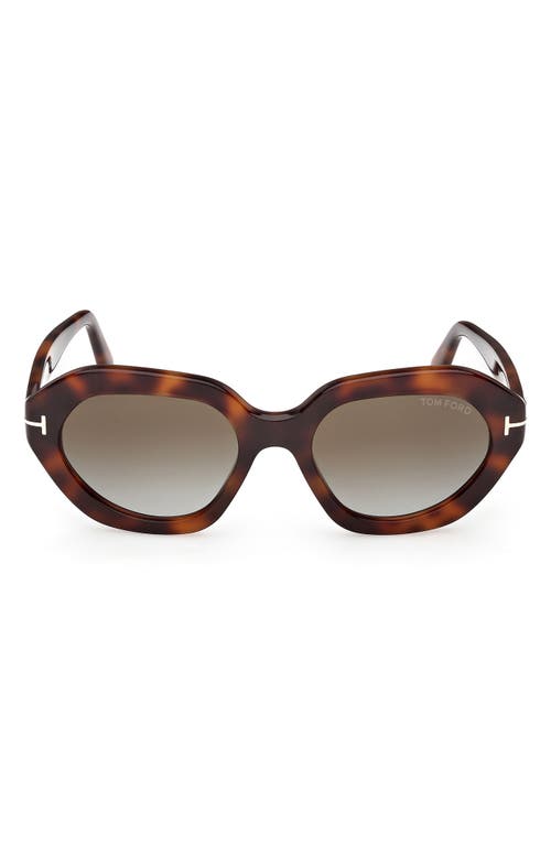 TOM FORD Meryl 53mm Gradient Geometric Sunglasses in Blonde Havana/gradient Green at Nordstrom