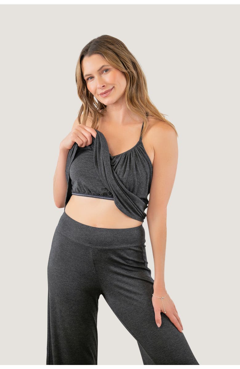 JJwinks Slumber Party Built-In Shelf Adjustable Lounge & Sleep Pajama Tank Top, Alternate, color, Charcoal