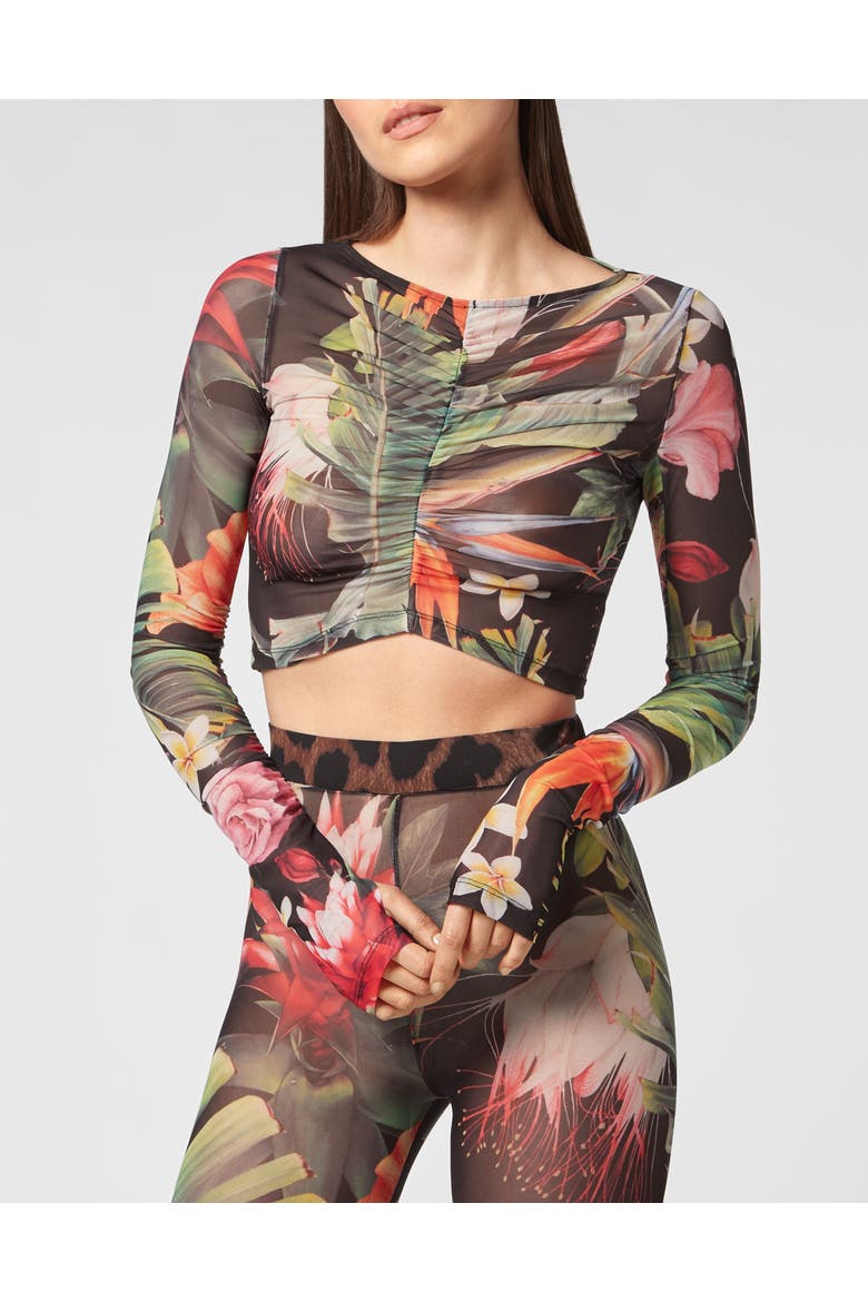 Ls Top Flowers Women, Main, color, black/multicolored
