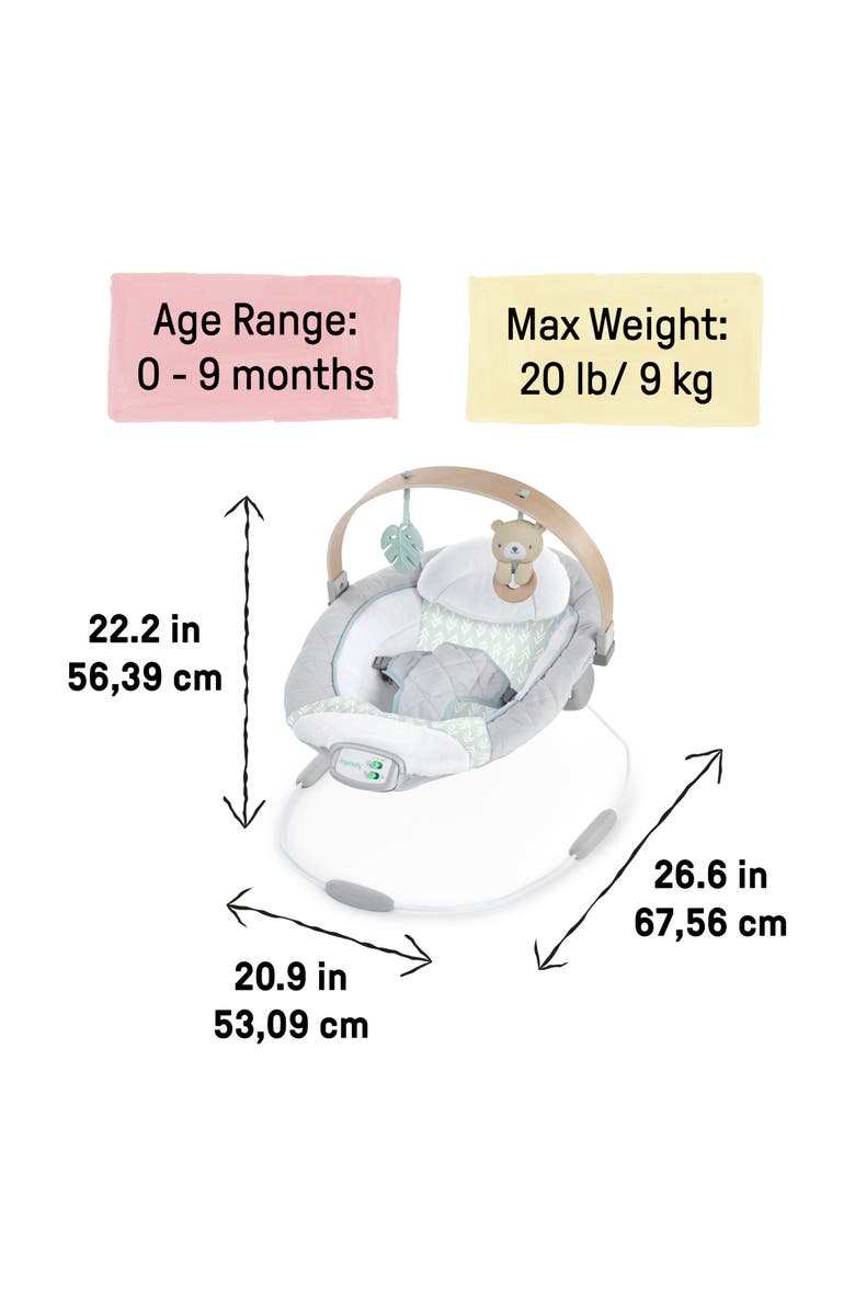 INGENUITY Cozy Spot Soothing Baby Bouncer with Wooden Toy Arch, Alternate, color, Multicolored