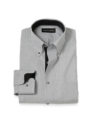 Paul Fredrick Cotton Buttondown Collar Poplin Slim Contrast Trim Button Cuff Long Sleeve Shirt