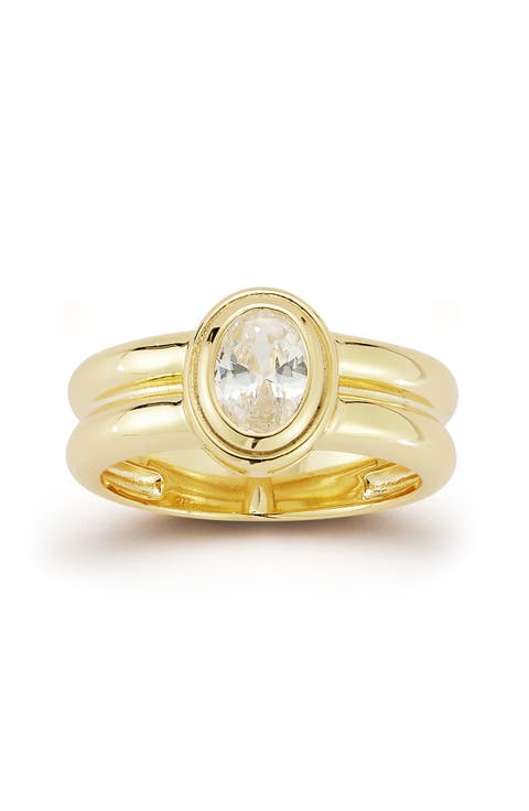 Oval Cut Cubic Zirconia Band Ring