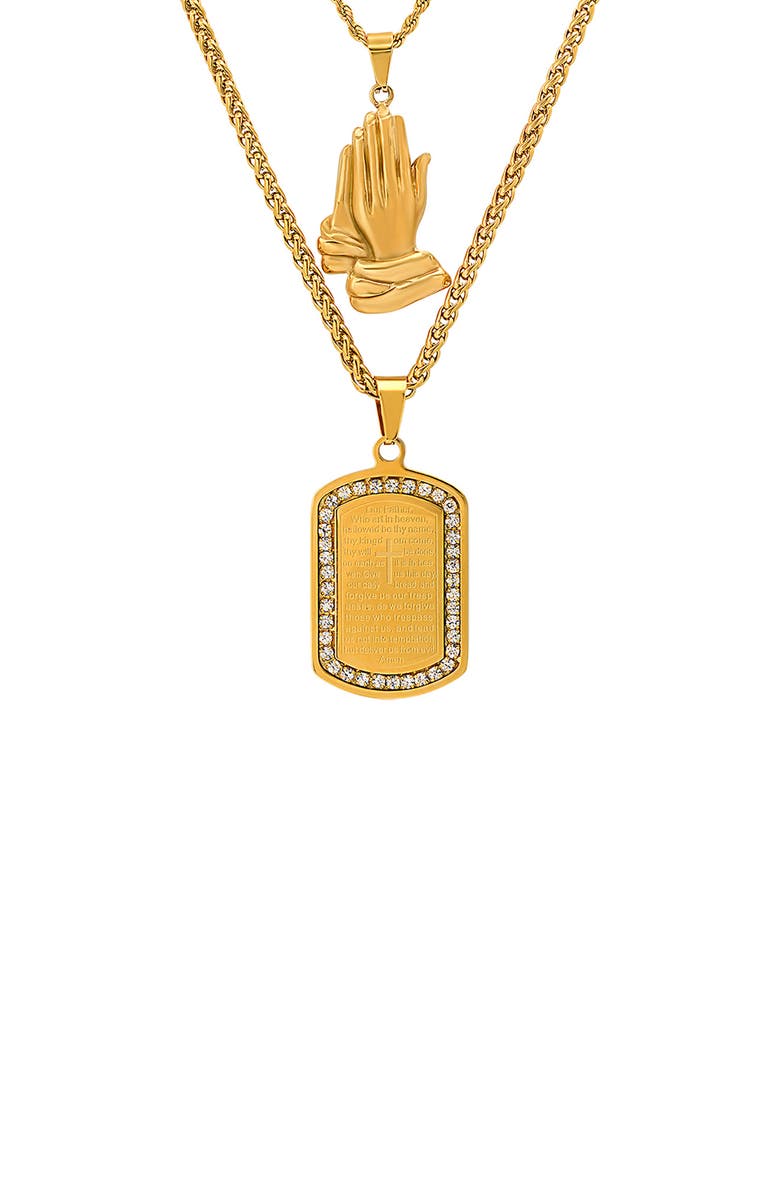 HMY JEWELRY Lord's Prayer Layered Necklace, Alternate, color, Yellow
