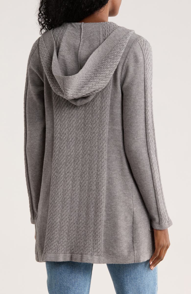 CYRUS Cable Knit Hooded Cardigan, Alternate, color, Med Heather Grey