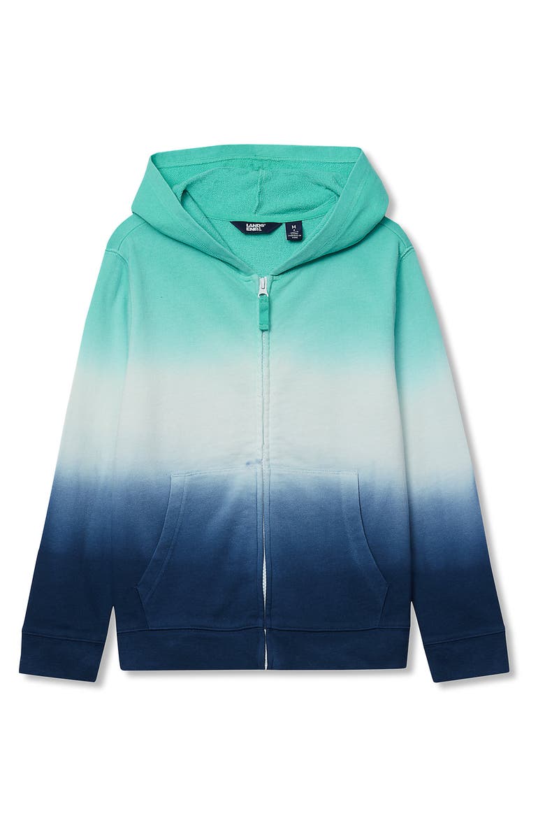 Boys Full Zip Hooded Sweatshirt, Main, color, Mint/Blue Dip Dye