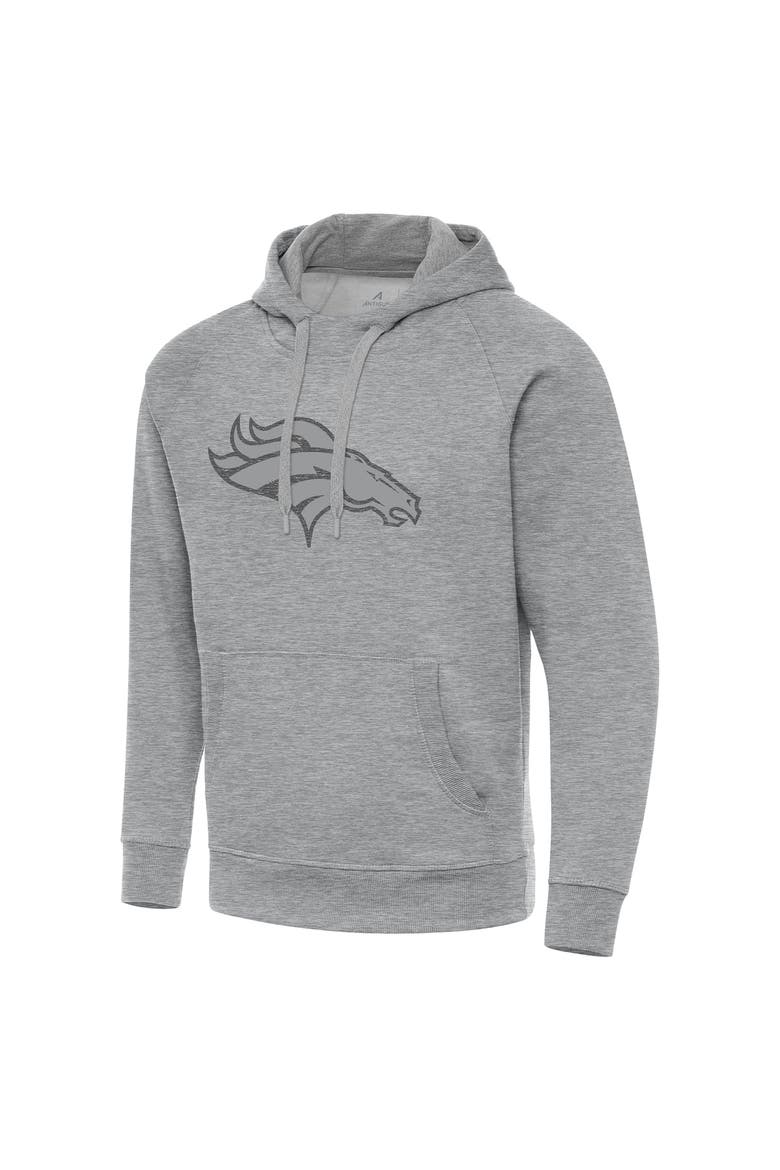 Men's Antigua  Heather Gray Denver Broncos Victory Hoodie, Alternate, color, Heather Gray