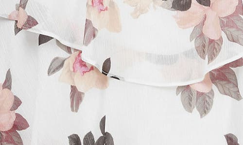 SL FASHIONS SL FASHIONS FLORAL CAPELET TIERED MIDI DRESS