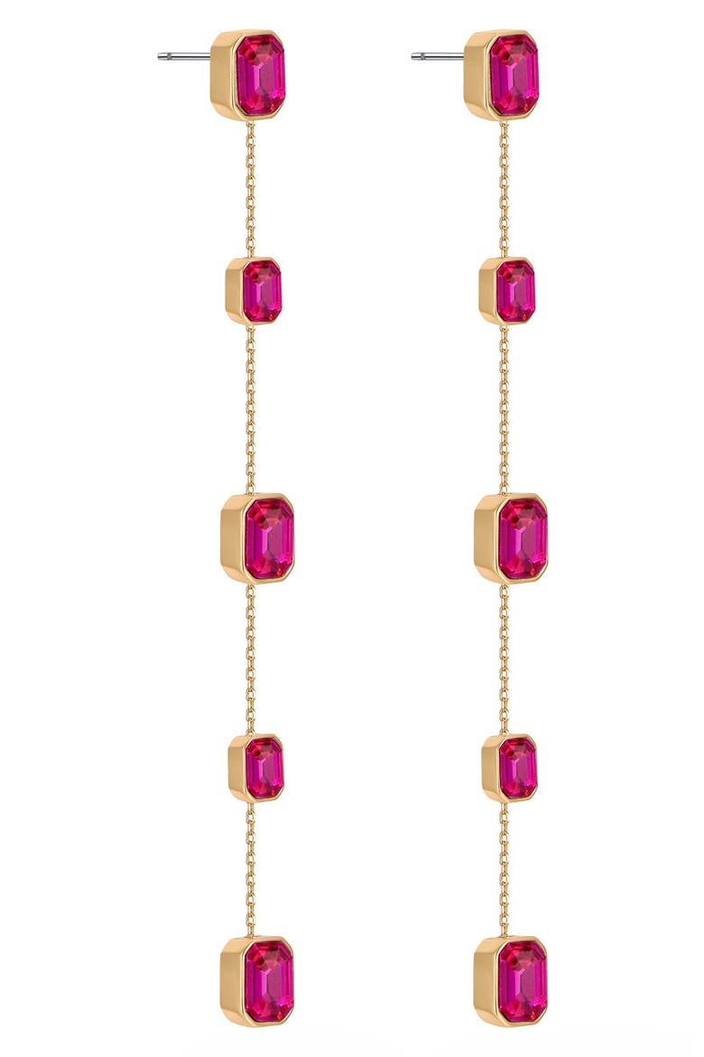 Baguette Crystal Linear Drop Earrings, Alternate, color, FUCHSIA