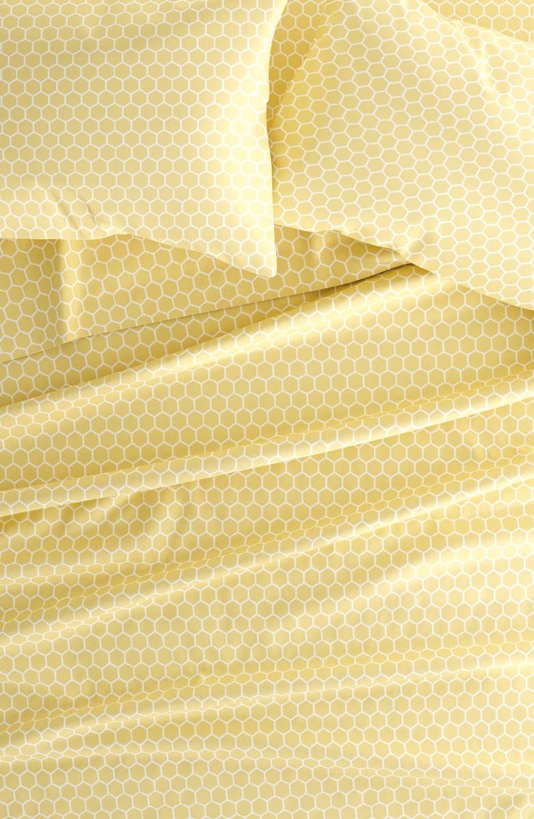HOMESPUN HOME SPUN Premium Ultra Soft Honeycomb Pattern 4-Piece Bed Sheet Set, Alternate, color, Yellow