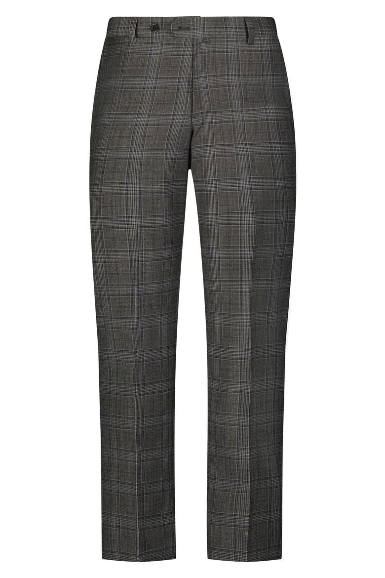 Regent Fit Wool Blend Pants, Main, color, GREYBLUFLNLCHK