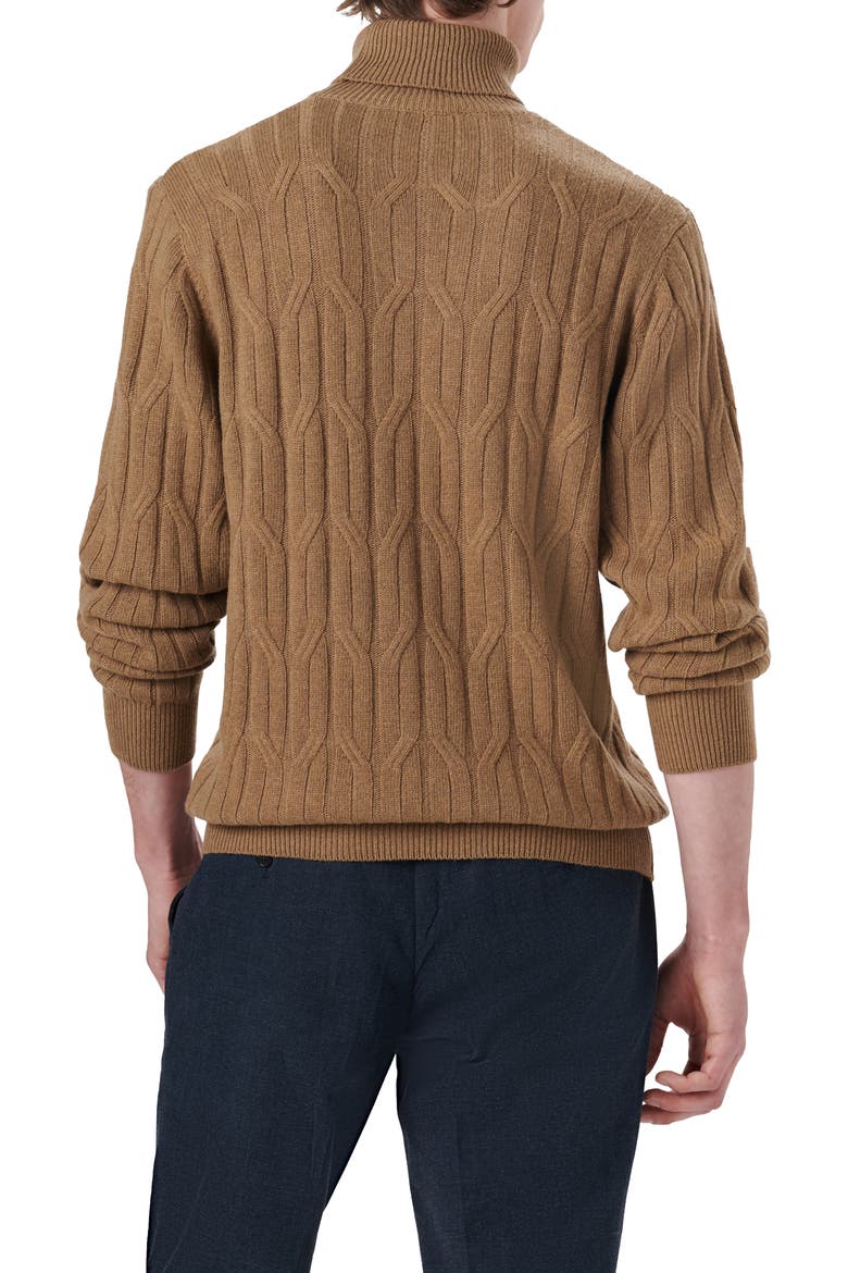 Cable Knit Turtleneck Sweater, Alternate, color, TOBACCO