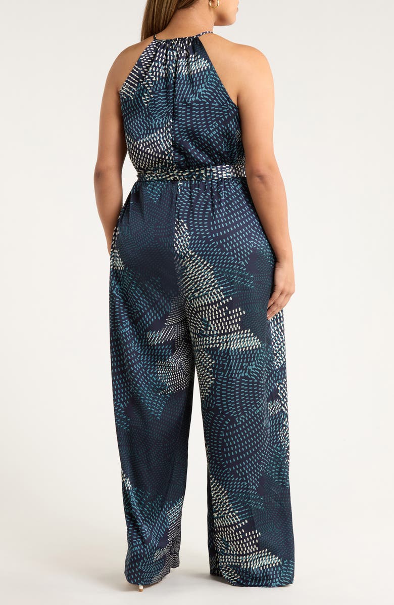 SUGARLIPS Kirby Geometric Wide Leg Jumpsuit, Alternate, color, Navy-Cream