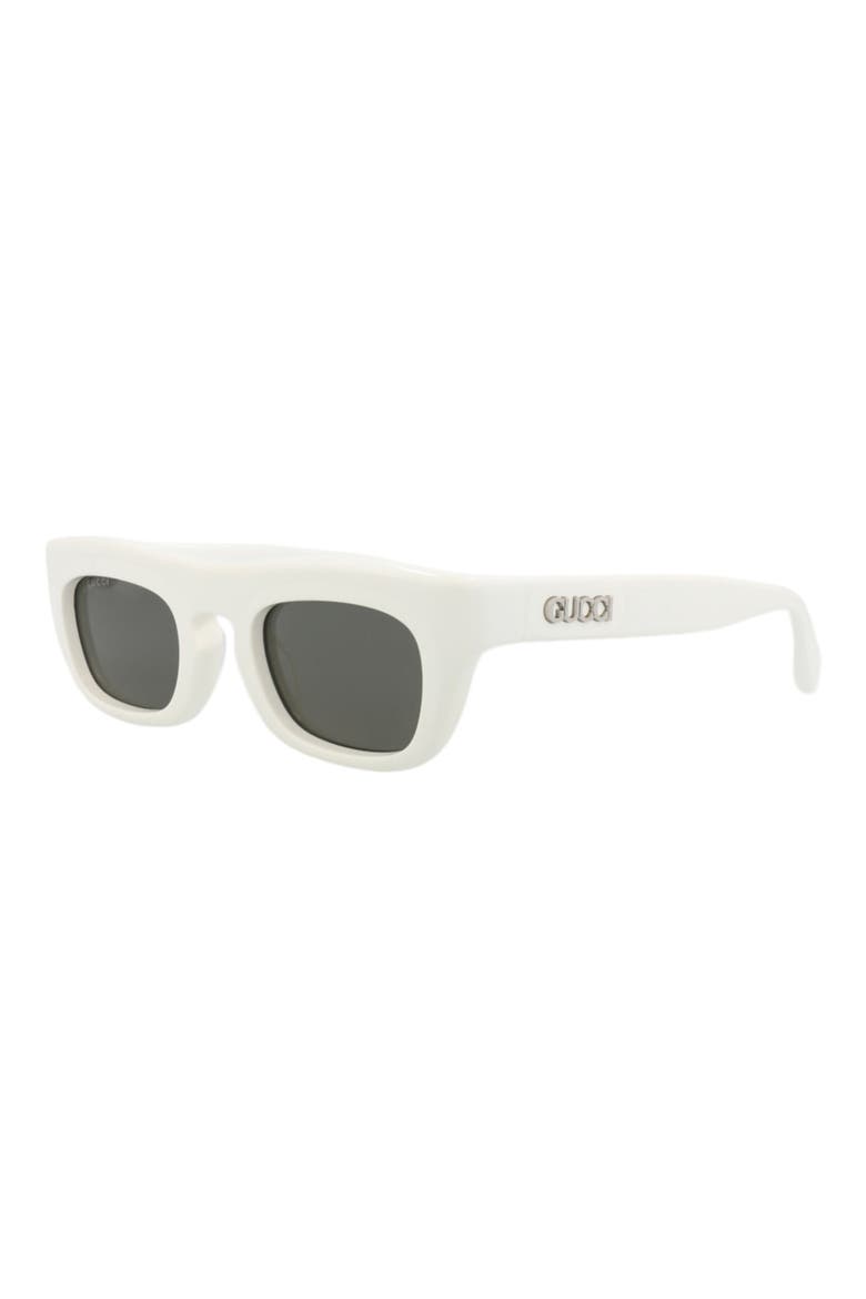 52mm Rectangular Sunglasses, Alternate, color, WHITE WHITE GREY