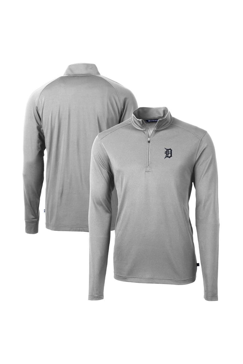 Men's Cutter & Buck  Gray Detroit Tigers Virtue Eco Pique Recycled Quarter-Zip Pullover Top, Main, color, Gray