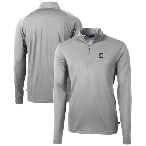 Men's Cutter & Buck  Gray Detroit Tigers Virtue Eco Pique Recycled Quarter-Zip Pullover Top