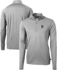 Cutter & Buck Men's Cutter & Buck Gray Detroit Tigers Virtue Eco Pique Recycled Quarter-Zip Pullover Top