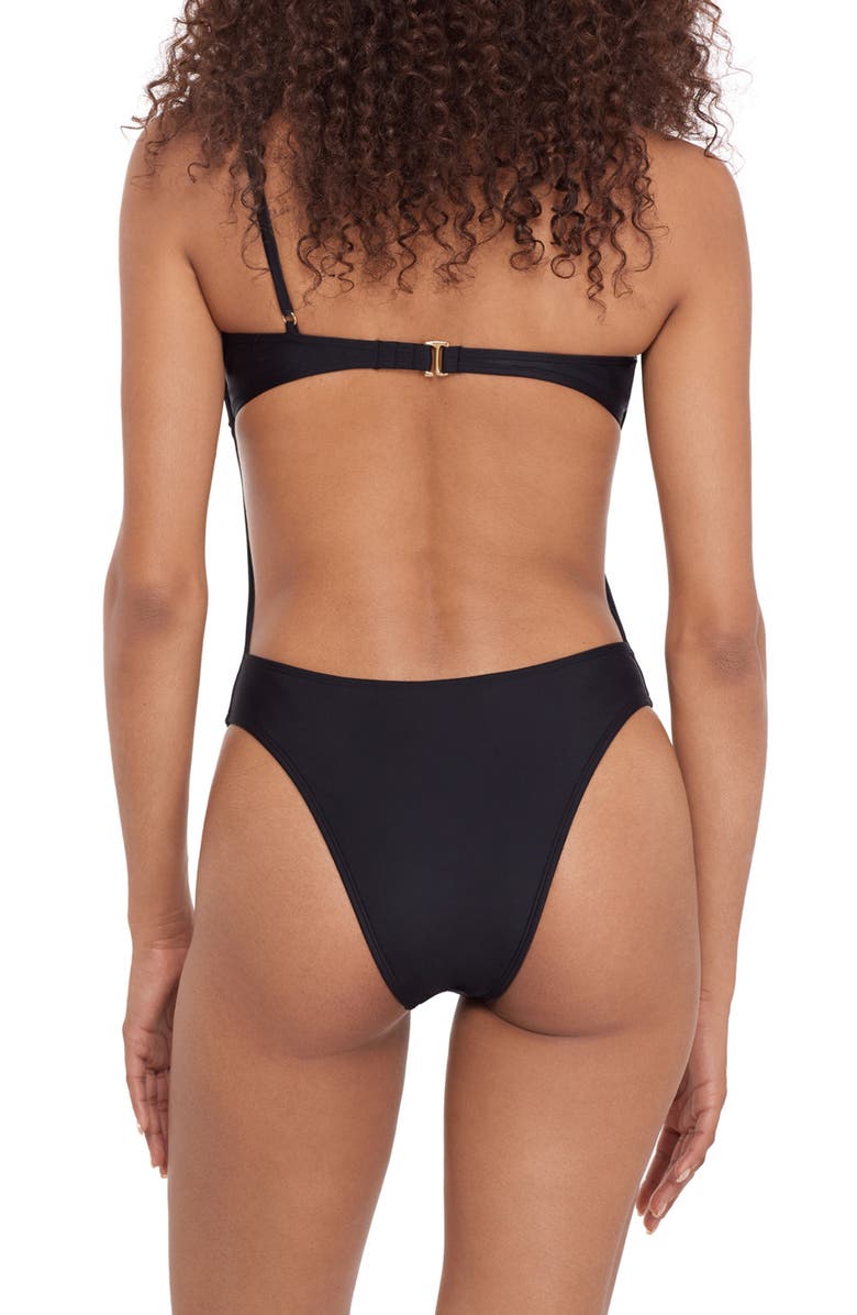 Steve Madden One-Shoulder Cutout One-Piece Swimsuit, Alternate, color, Raven Black