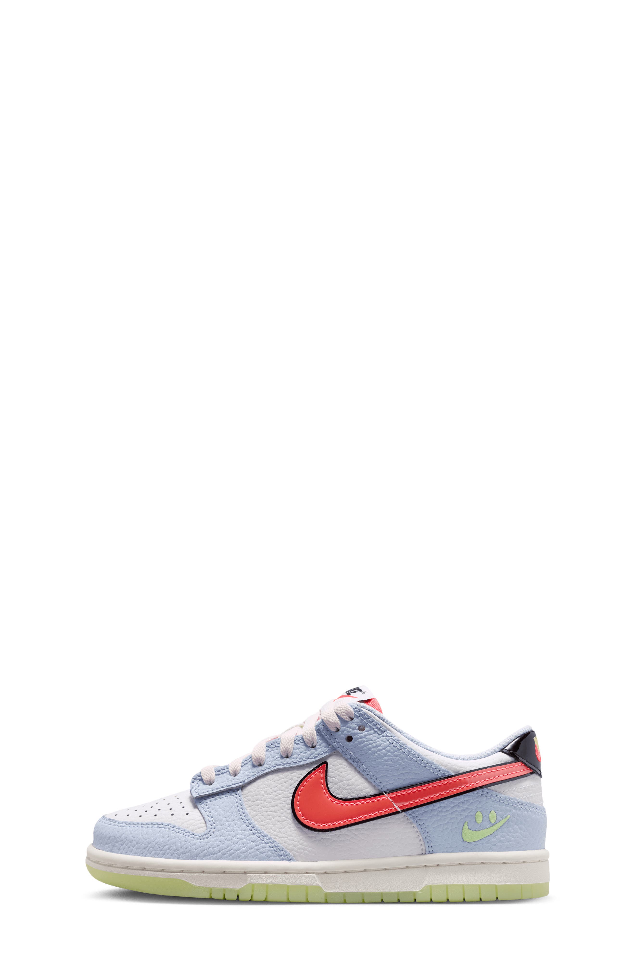 Nike Kids' Dunk Low Sneaker, Alternate, color, White/ Blue/ Black/ Crimson