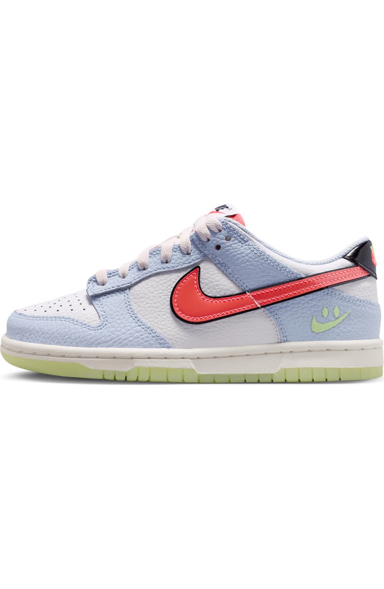 Nike Kids' Dunk Low Sneaker, Alternate, color, White/ Blue/ Black/ Crimson