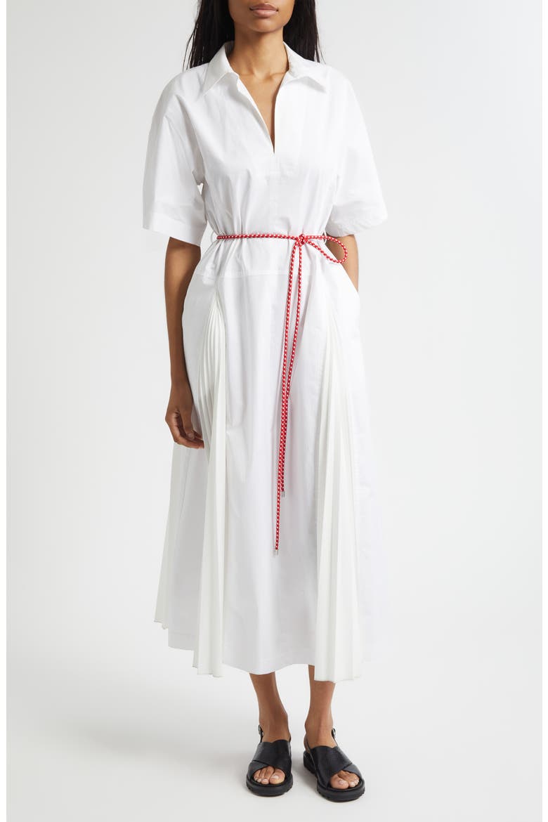 Relaxed Belted Cotton Dress, Main, color, OPTICAL WHITE